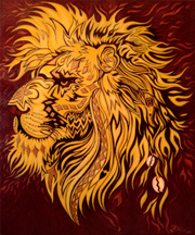 Lion, 20 x 24 inches, Acrylics on Canvas by Drea (Andrea Fuenzalida) 2014