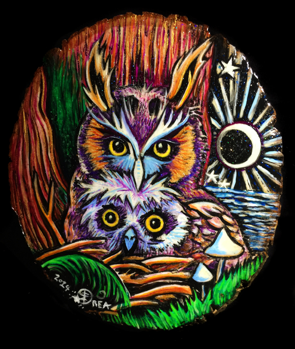Long Eared Owl Mother and Child