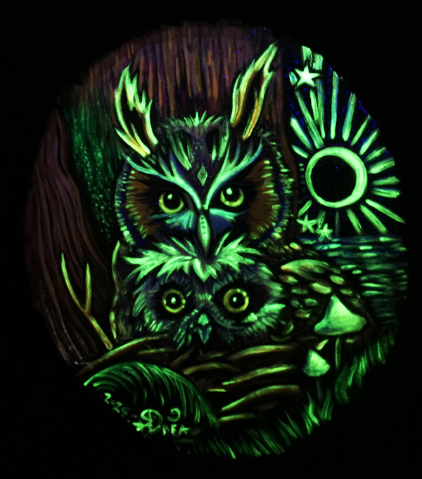 Long Eared Owl Mother and Child Glow