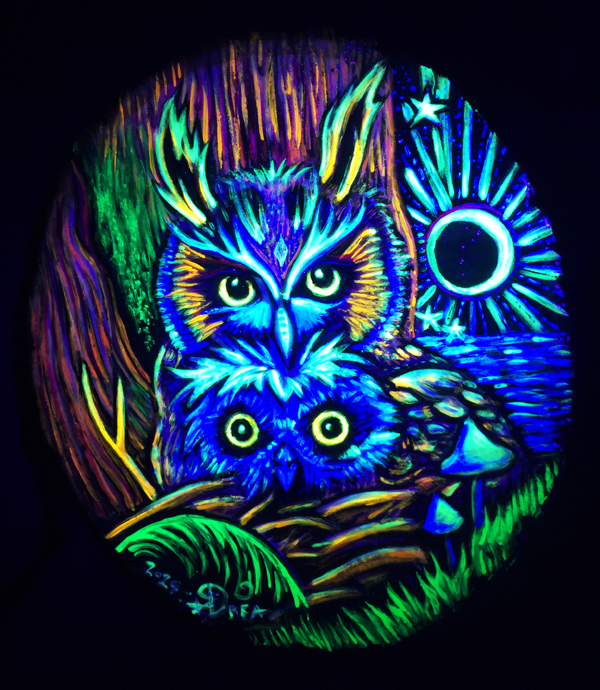 Long Eared Owl Mother and Child UV