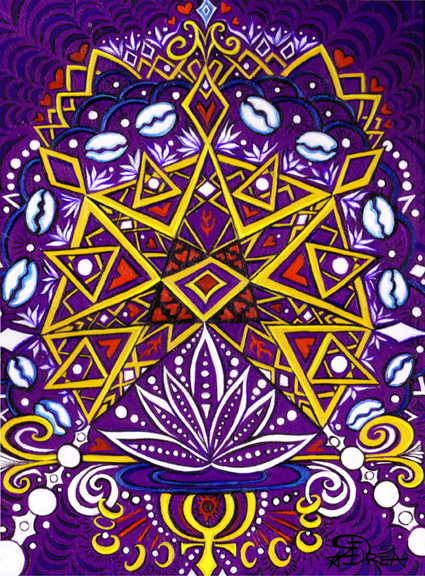 Lotus Septagram, 12 x 16 Acrylics on Canvas